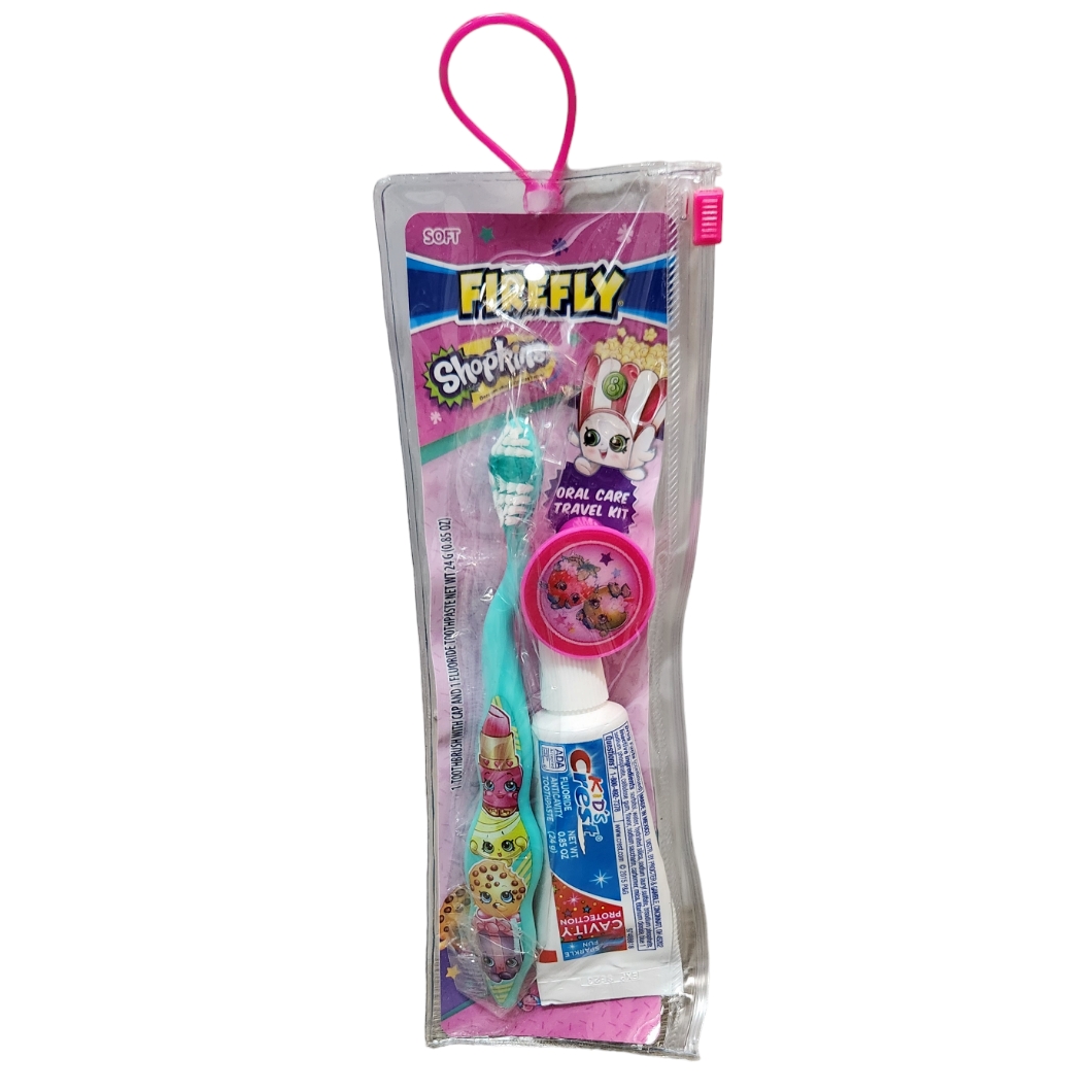 2020 Firefly Shopkins Girls Premium Assorted Travel Kits Soft Toothbrush